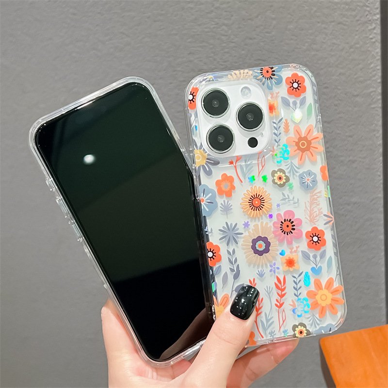 High quality laser plated flower acrylic mobile phone cases for samsung S24 s24ultra s24 plus girls phone case