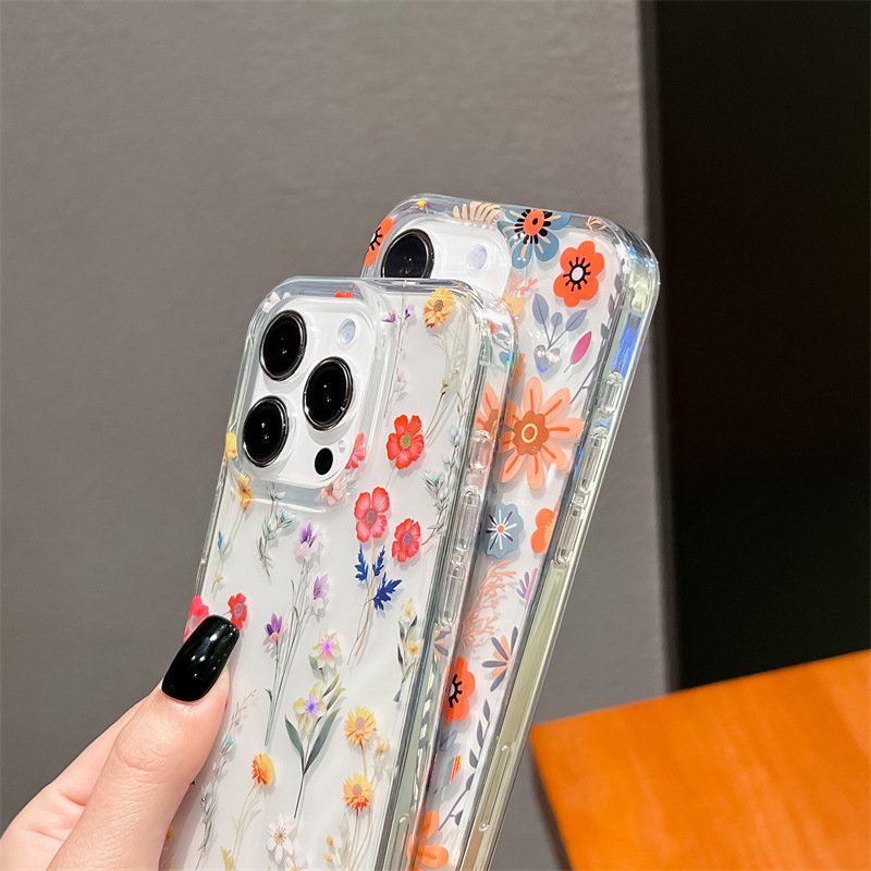 High quality laser plated flower acrylic mobile phone cases for samsung S24 s24ultra s24 plus girls phone case
