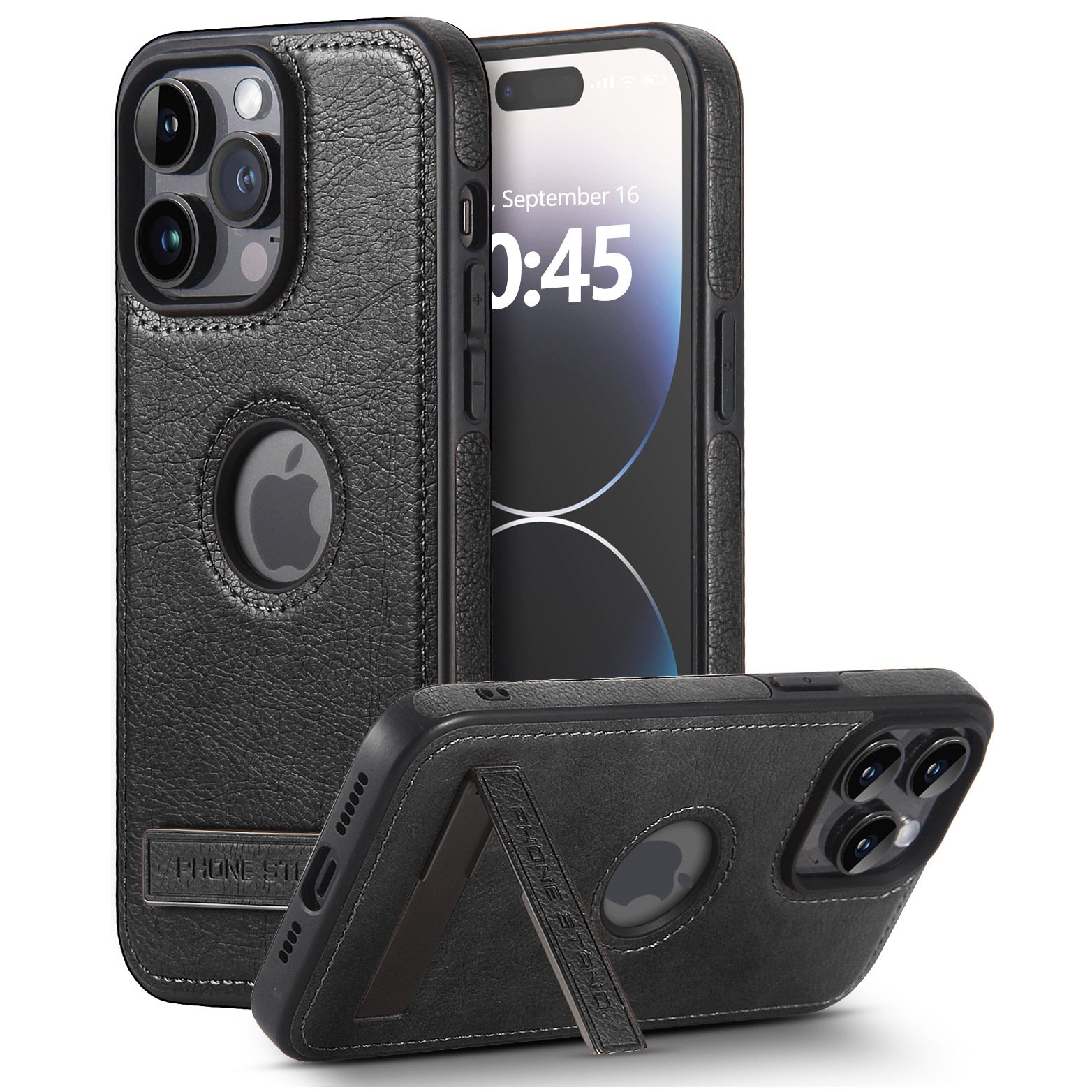 Phone Case for Apple 15 Pro Max Leather Texture Bracket Stand Mobile Phone Case for iPhone 14 15 Anti-fall Phone Accessories