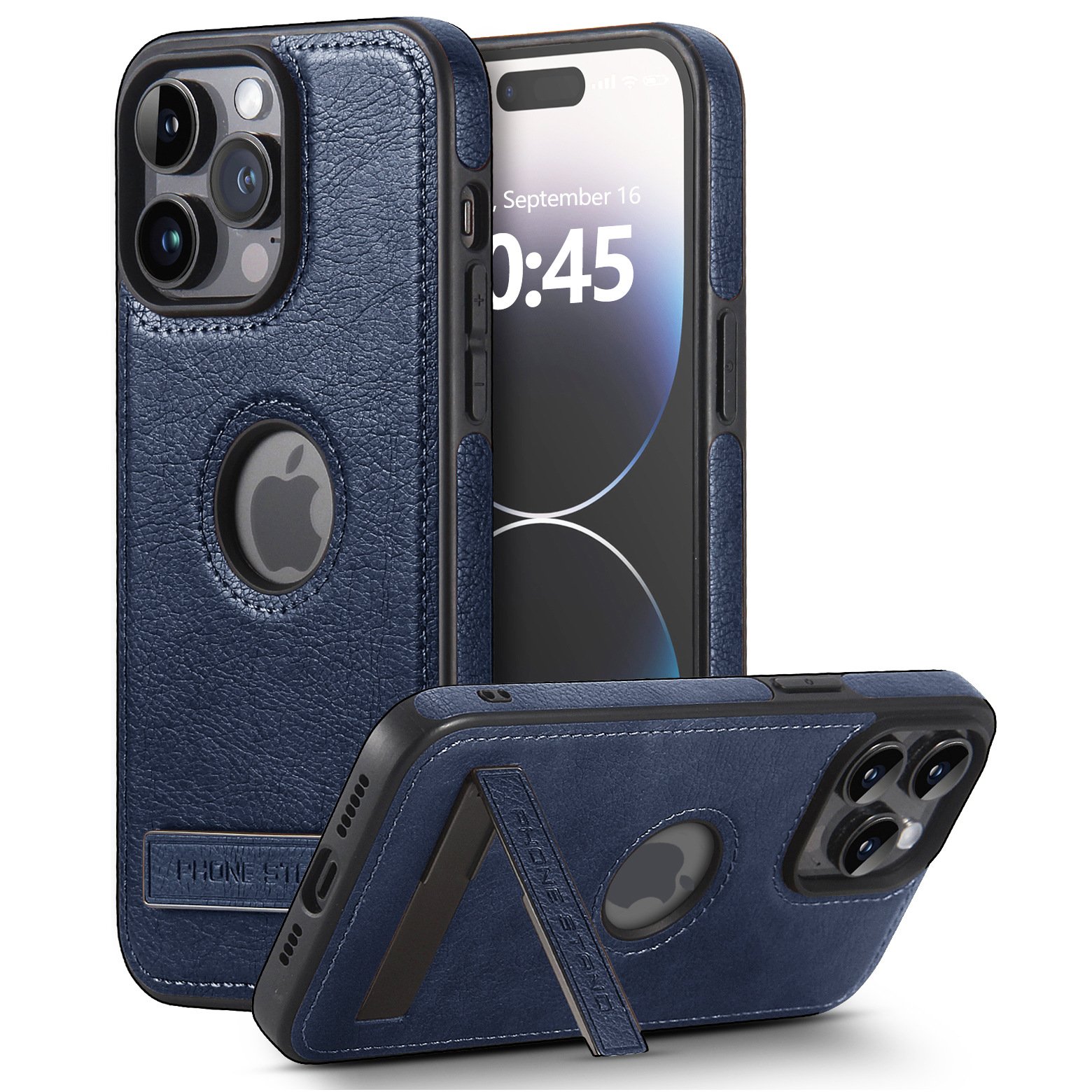 Phone Case for Apple 15 Pro Max Leather Texture Bracket Stand Mobile Phone Case for iPhone 14 15 Anti-fall Phone Accessories