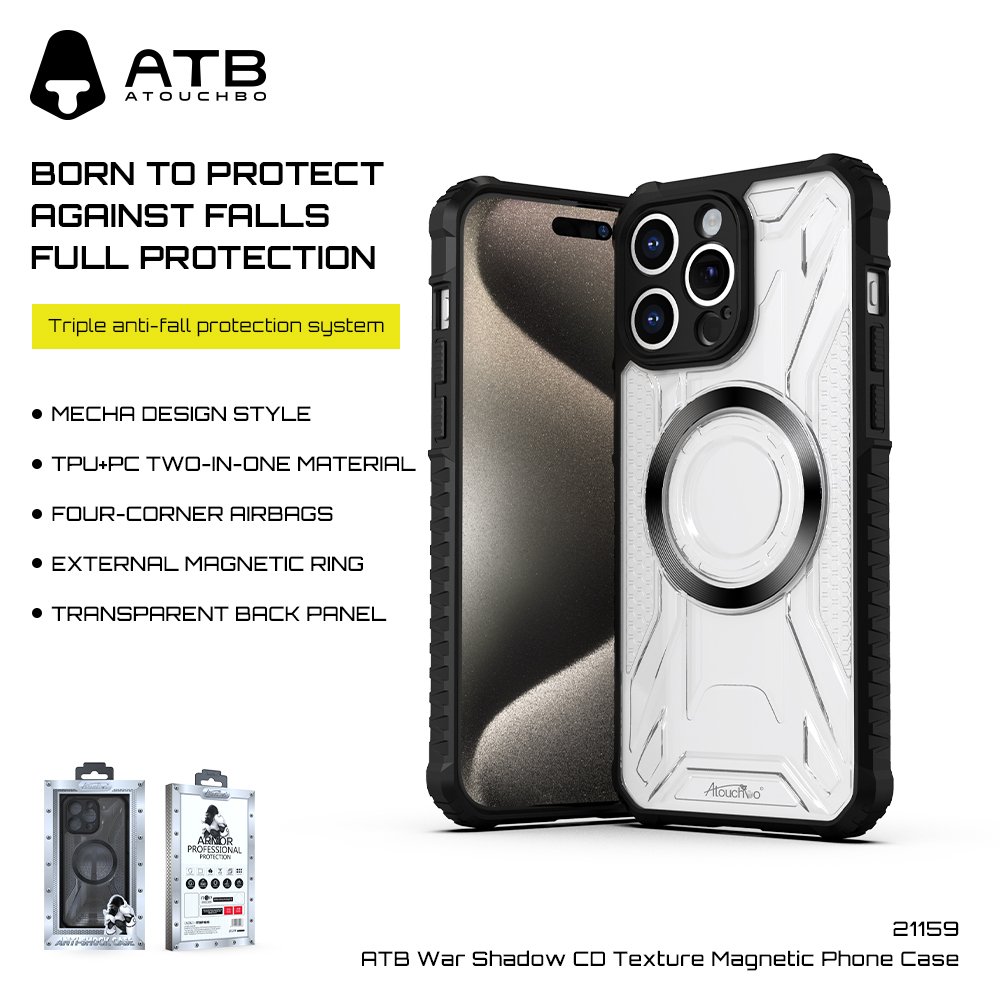 ATB Acrylic Phone Case With Magnet For IPhone16 Pro Max Back Covers Magnetic Wireless Charger Clear Shockproof Phone Case