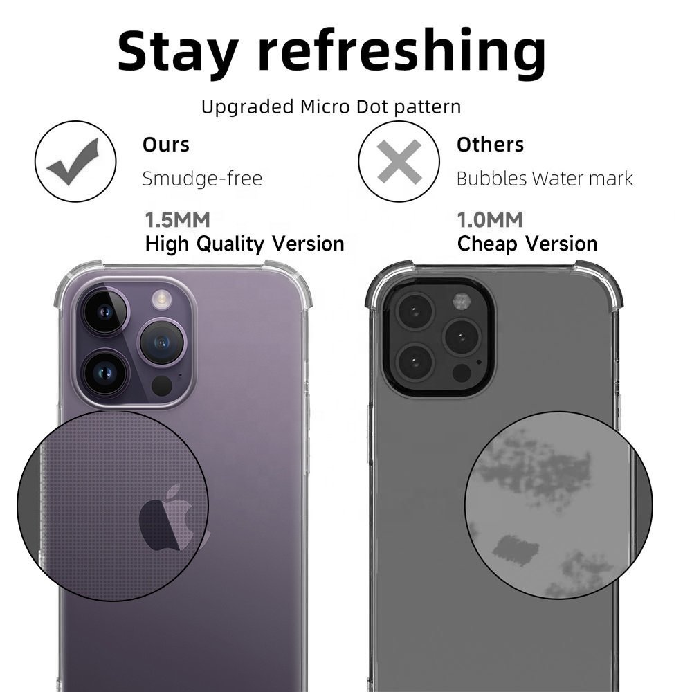 1.5mm Raised Reinforced Shockproof Clear Transparent TPU Phone Case Cover For iPhone 16 15 14 13 12 11 Pro Max Fundas