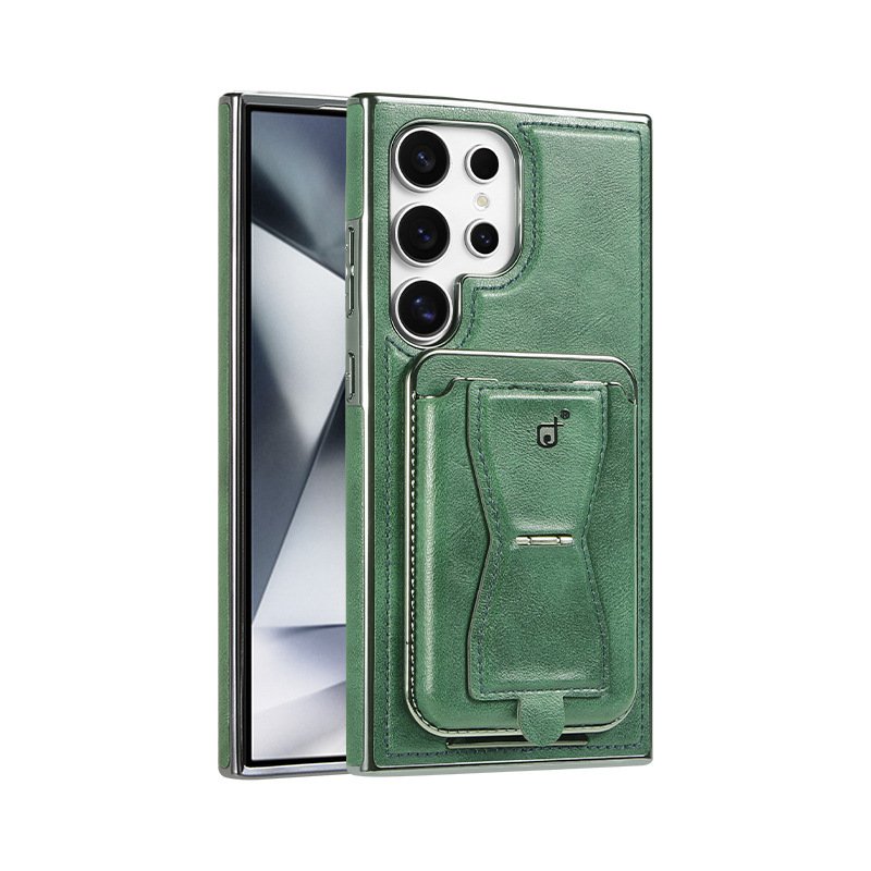 For S24ultra electroplated mobile phone case magnetic card holder s24 + anti-fall case Galaxy S23Ultra business leather case S24