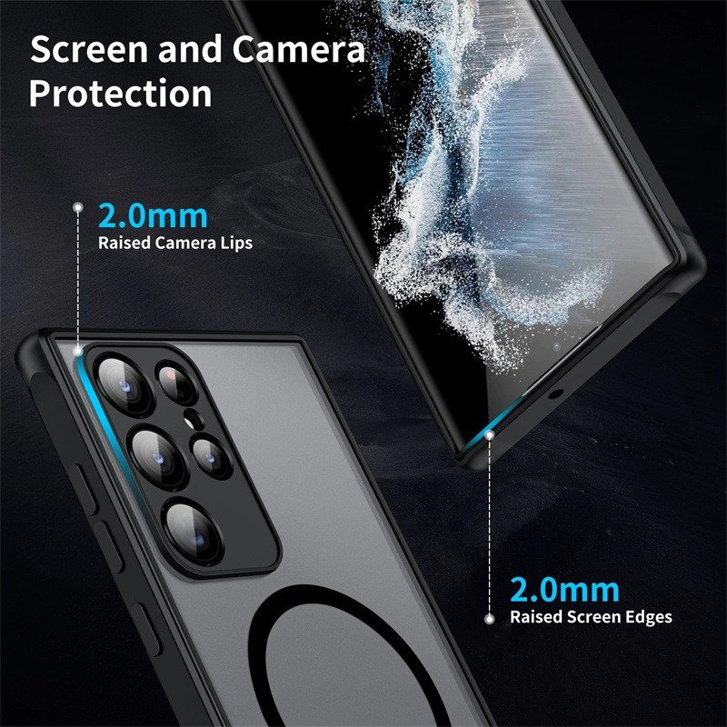 Matte Wireless Charging Phone Case for Samsung Galaxy S23 S24 Ultra S22 S21 FE Magnet Cover