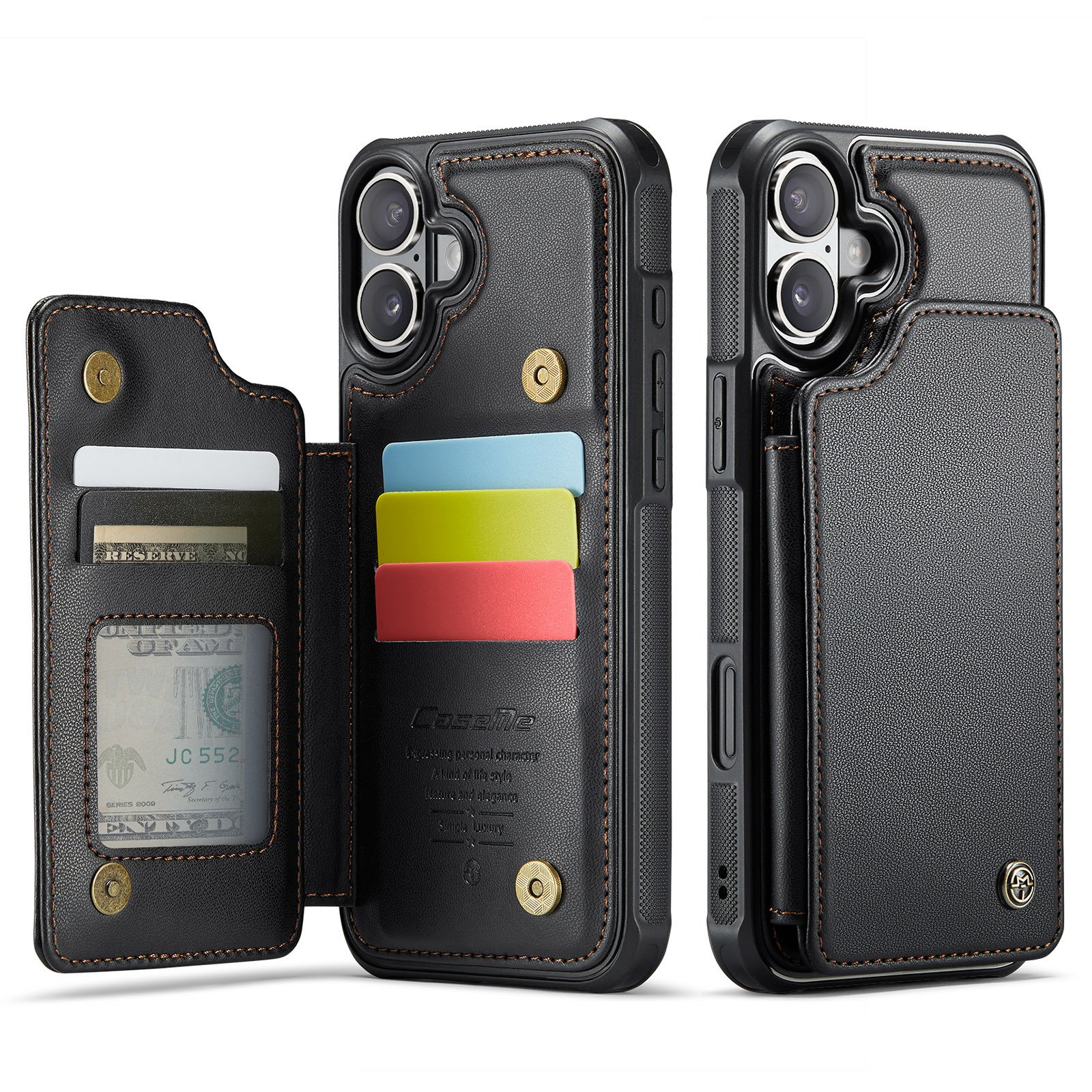 New iPhone 16Pro Mobile Phone Leather Case Suitable for 15 Mobile Phone Case Card Magnetic Suction IP14 Pro Protective Case 13