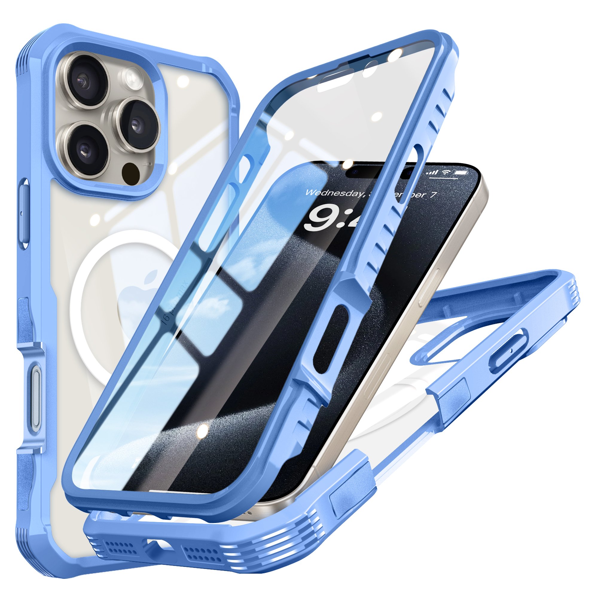 New Transparent 360 Degree Anti-Drop Dustproof Shockproof TPU Phone Case for iPhone 16 Pro Max Plus Outsource Built-In Screen