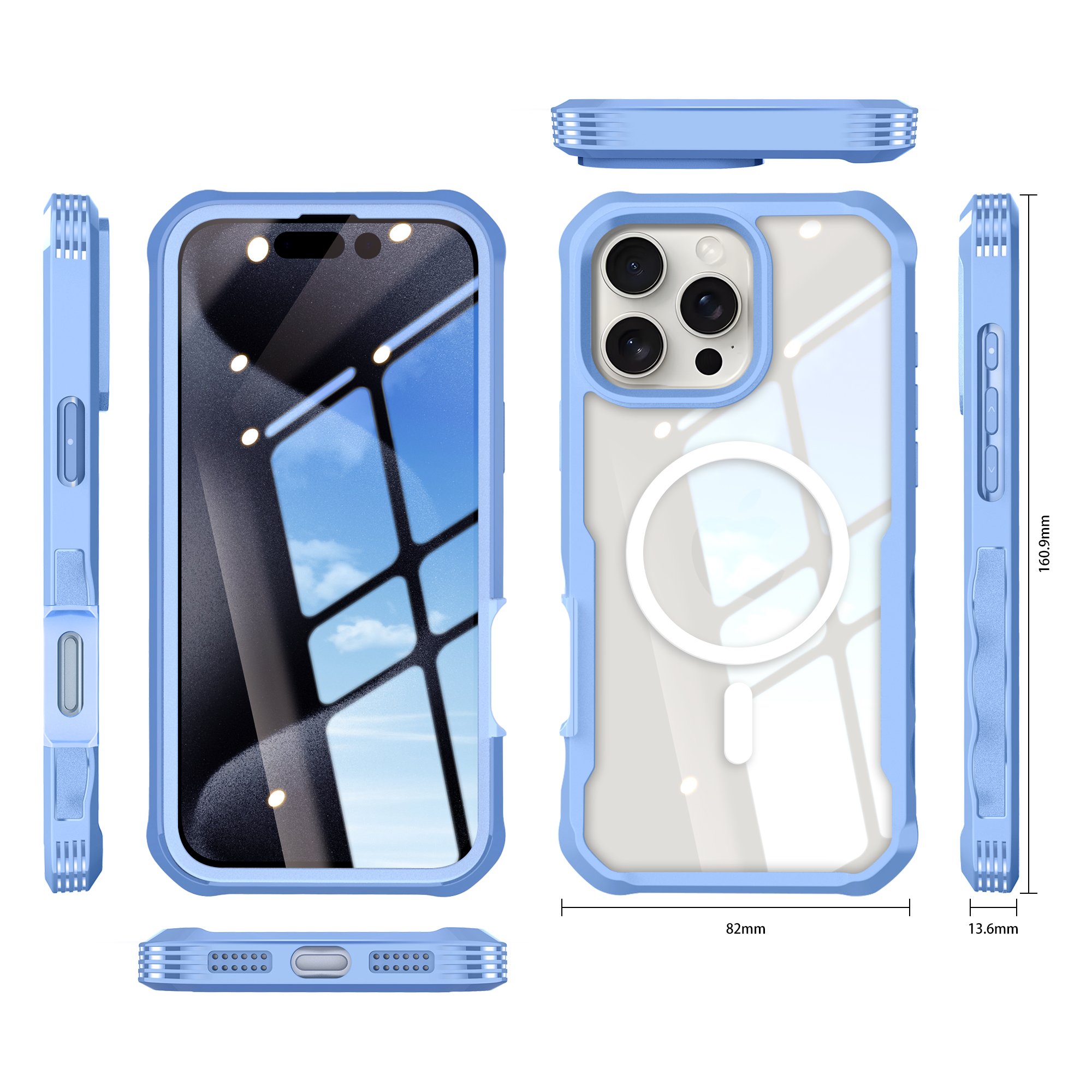 New Transparent 360 Degree Anti-Drop Dustproof Shockproof TPU Phone Case for iPhone 16 Pro Max Plus Outsource Built-In Screen