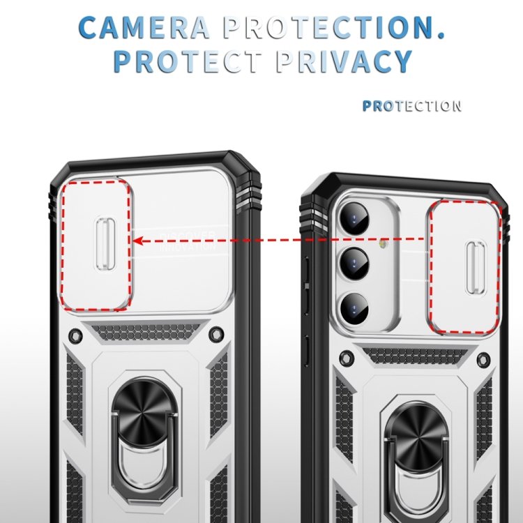 For Samsung Galaxy A35 5G Case, Sliding Camshield TPU PC Shockproof Protective Mobile Phone Case with Holder