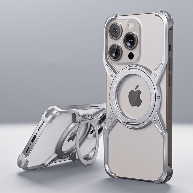 New 16 Promax Color Alloy Frame Shockproof Metal Mobile Phone Case for iPhone 15 Pro Max Business Back Cover Holder & Protector