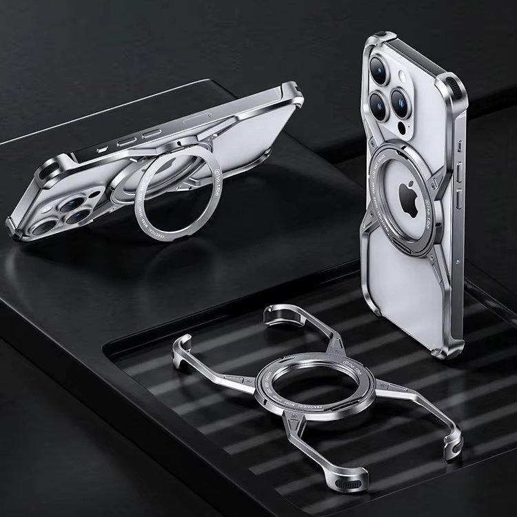 New 16 Promax Color Alloy Frame Shockproof Metal Mobile Phone Case for iPhone 15 Pro Max Business Back Cover Holder & Protector
