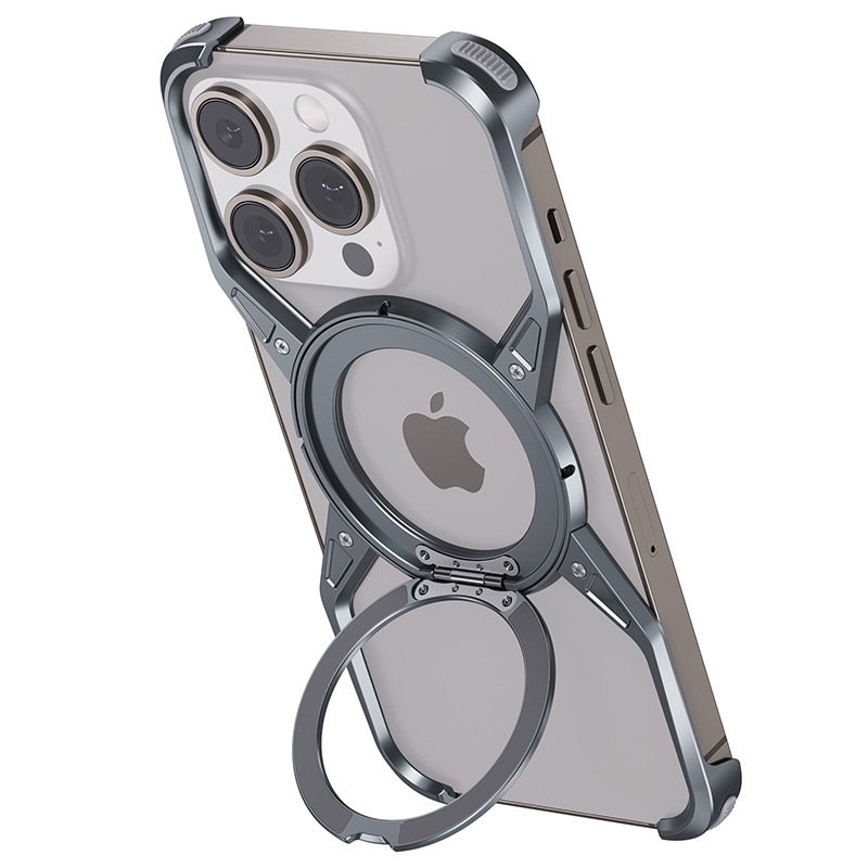 New 16 Promax Color Alloy Frame Shockproof Metal Mobile Phone Case for iPhone 15 Pro Max Business Back Cover Holder & Protector