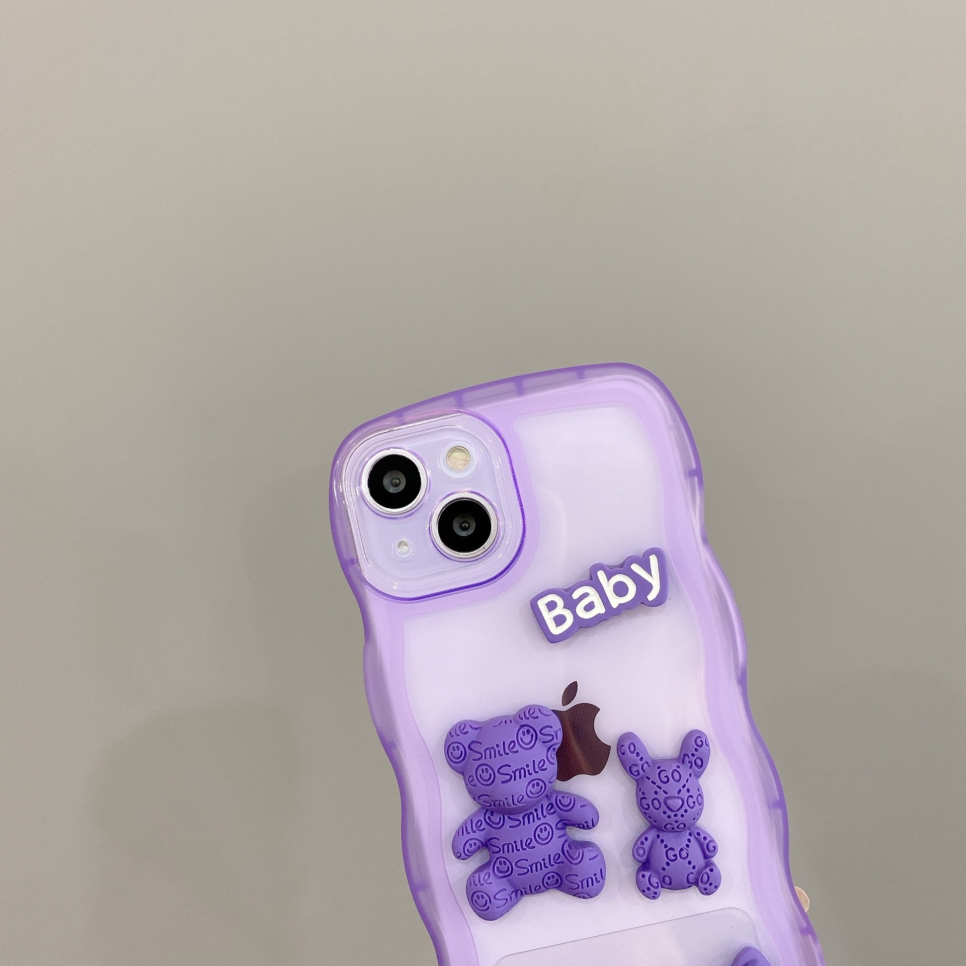 Cute Clear Bear silicone Mobile Phone Case For iPhone 16 15 14 13 12 Pro max baby Rabbit tpu sling DIY Shockproof Back Cover