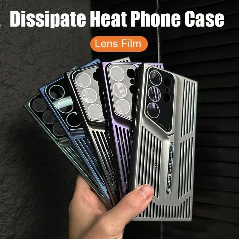 New Arrival Heat Dissipation Phone Case For Samsung S24 Ultra S23 S22 With Camera Lens Protector Matte Shell PC Hard Cover