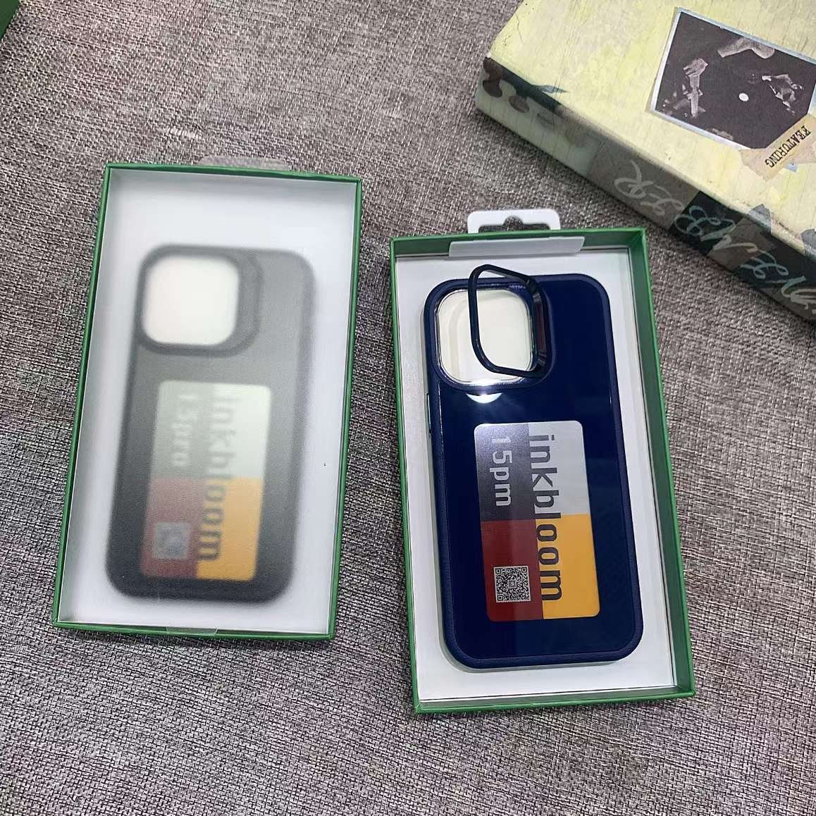 trendy product 2024 new arrival camera kickstand smart DIY NFC E ink screen Display mobile phone case for iphone 15 pro max 1413