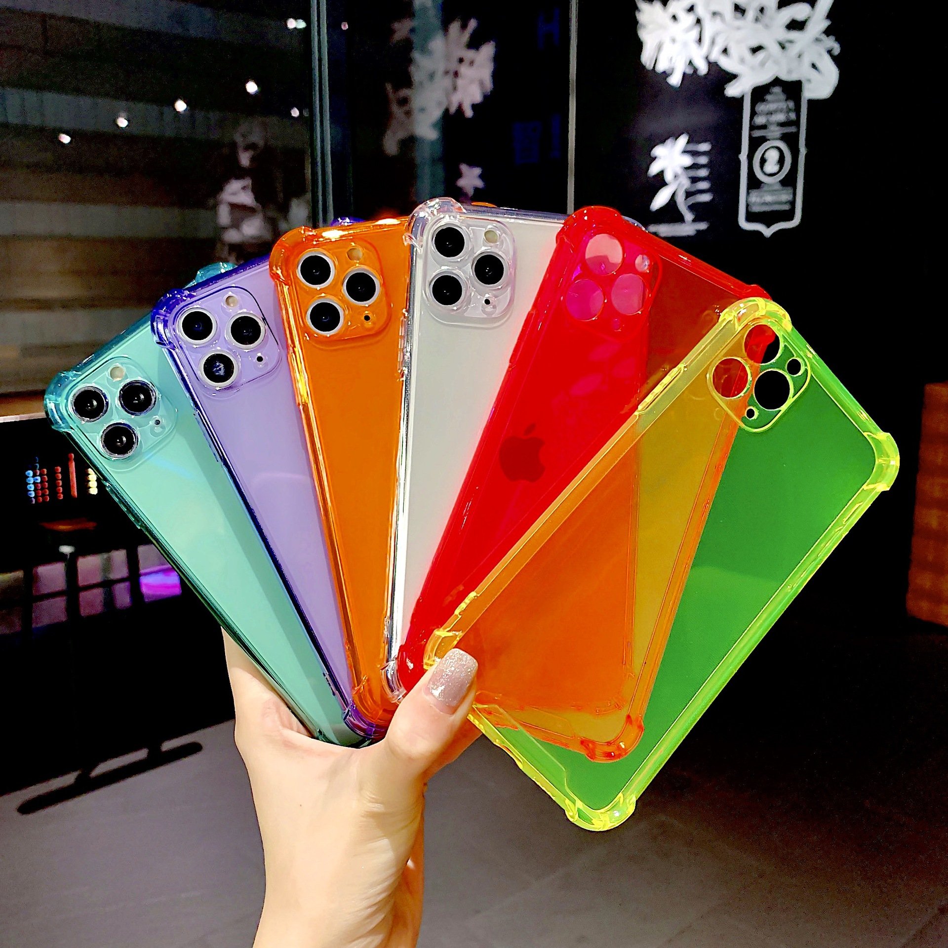 Fluorescent Neon Blue Phone Case for iPhone 16 15 14 13 12 11 Pro Max Mini Xr Xs Max Fundas
