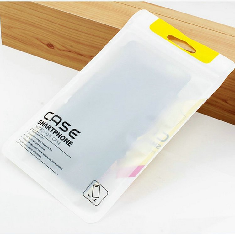 Clear front matte black plastic flat zip lock bags mobile phone case cover packaging pouch