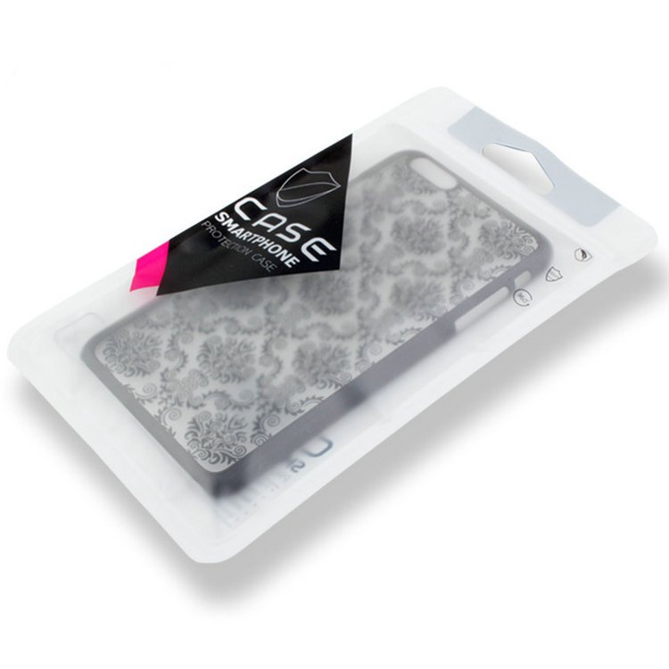 Clear front matte black plastic flat zip lock bags mobile phone case cover packaging pouch