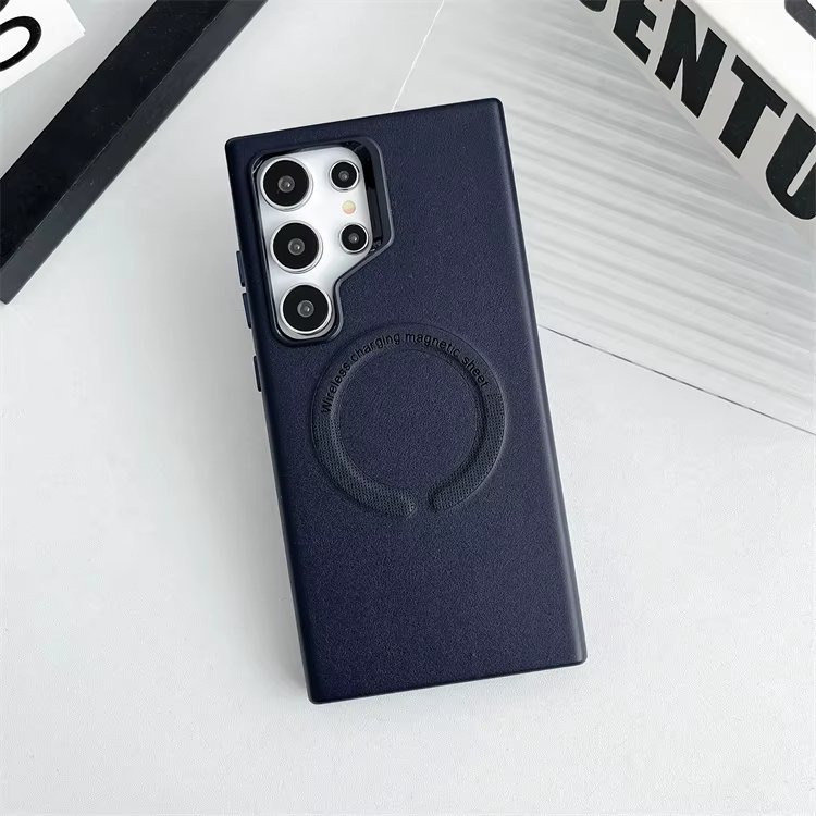 Wholesale High Quality Business leather Print Magnetic Phone Cases For Samsung S24 Ultra S23 Plus Wireless Magnetic Case