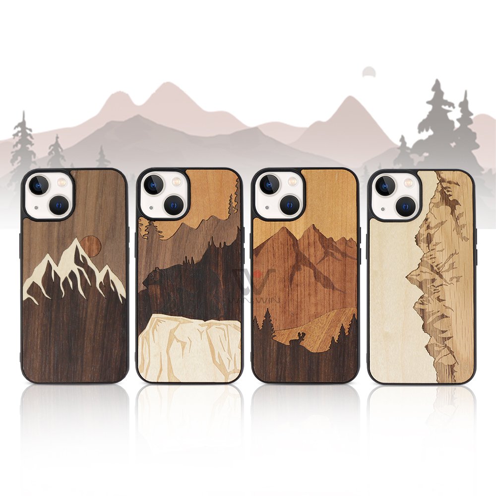 Eco-friendly Personalized Wooden Cell Phone Case for iPhone16 Engraving Mobile Phone Case