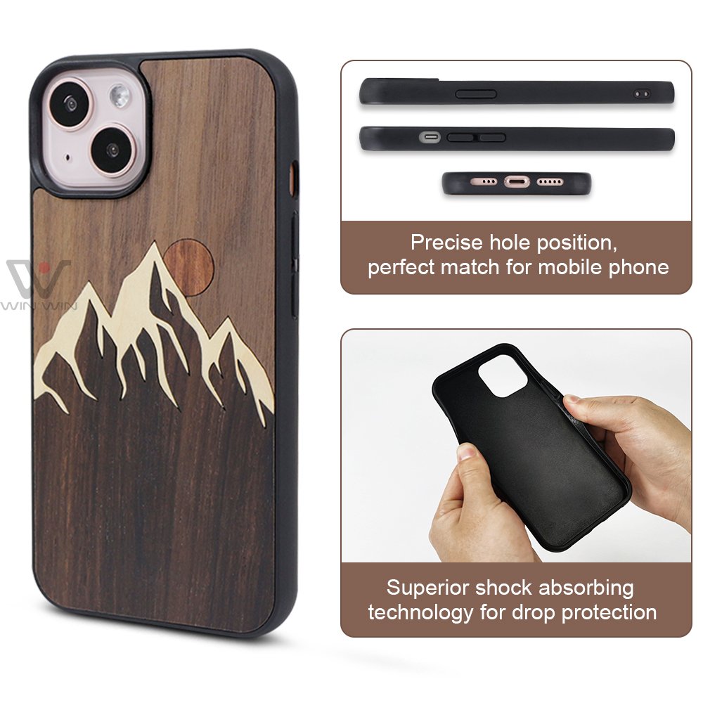 Eco-friendly Personalized Wooden Cell Phone Case for iPhone16 Engraving Mobile Phone Case