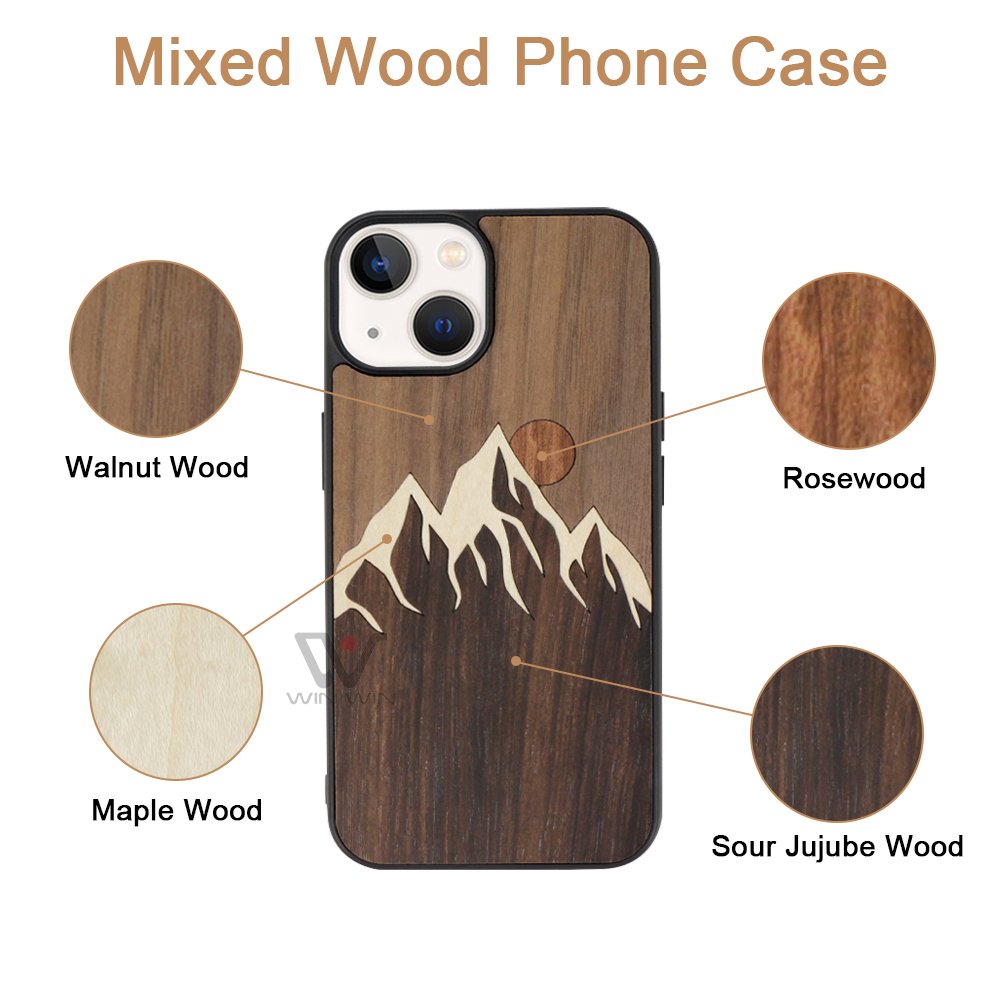 Eco-friendly Personalized Wooden Cell Phone Case for iPhone16 Engraving Mobile Phone Case