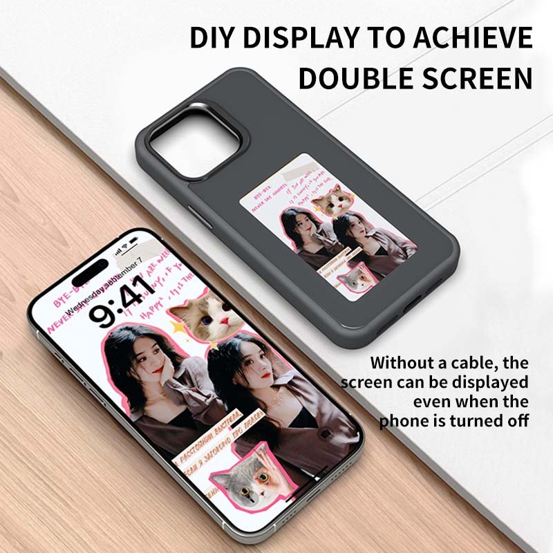 Luxury Design Shockproof Business NFC Phone Case for iPhones 15 Pro Max 4 Color DIY E-Ink Mobile Cover Silicone Smart Case
