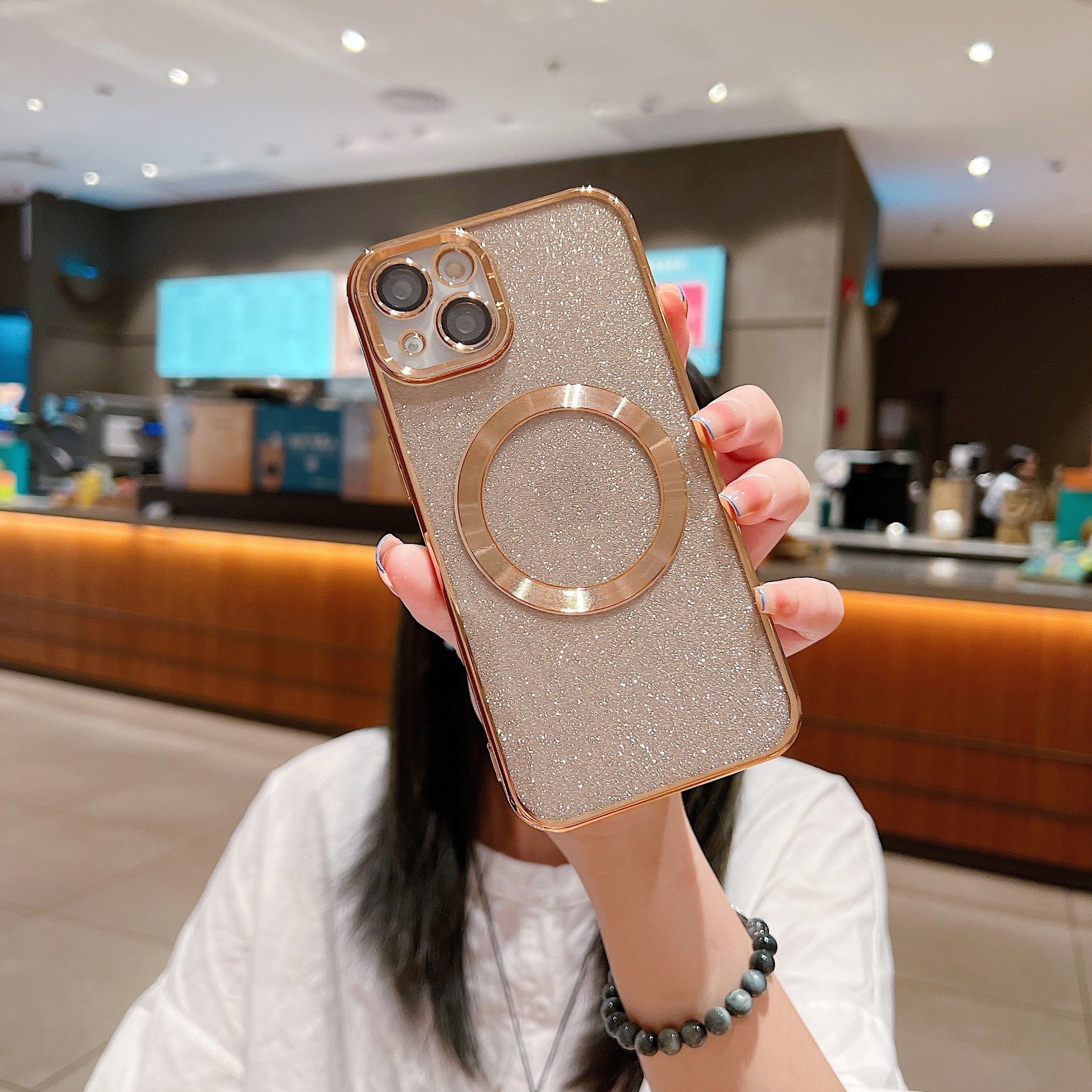 Shiny Luxury Shiny Glitter Clear Case for iPhone Max Gradient Bling Sparkly Camera Lens Protector