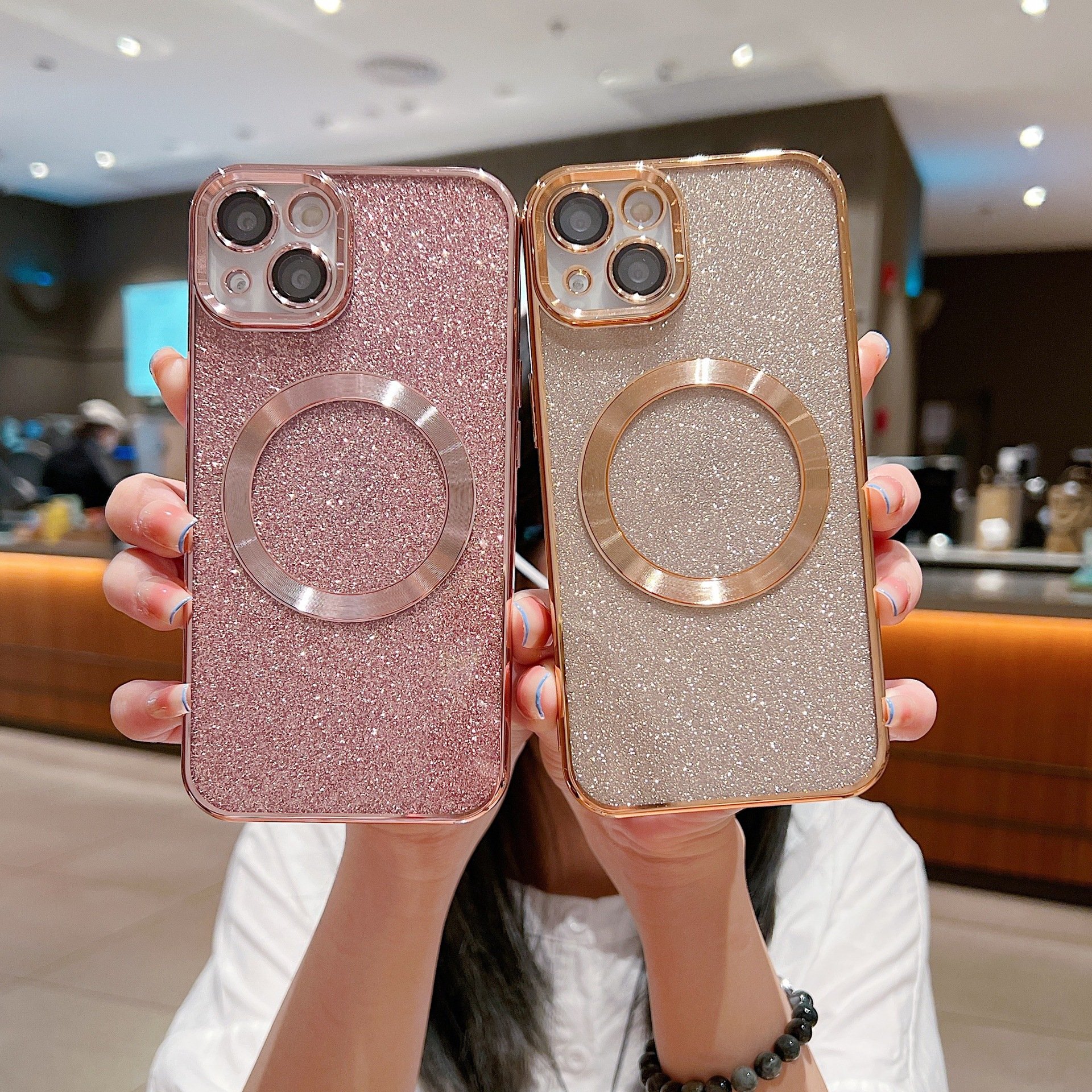 Shiny Luxury Shiny Glitter Clear Case for iPhone Max Gradient Bling Sparkly Camera Lens Protector