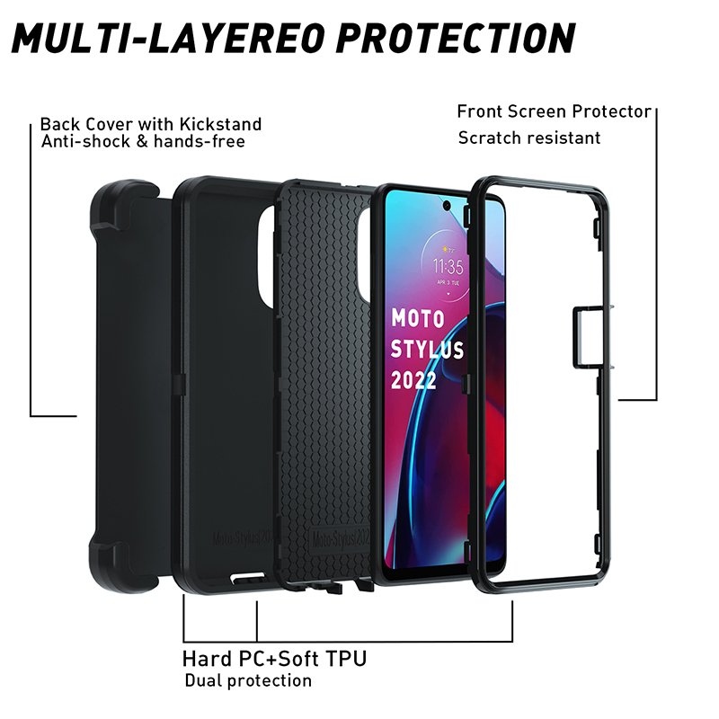 Phone Cover For Moto Stylus 5G 2022 Defender Otterboxer Case Soft TPU+Hard PC Shockproof Phone Case Accessories