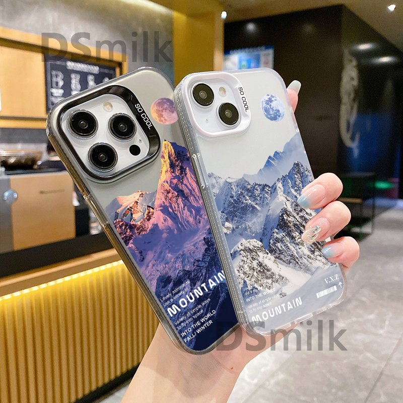 SNOW Mountain Phone Case for iPhone 15 14 13 Pro 12 11 Pro Xs X XR Max 8 7 SE Aurora Hard TPU Cases Back Cover