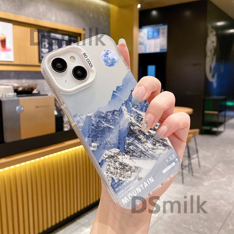 SNOW Mountain Phone Case for iPhone 15 14 13 Pro 12 11 Pro Xs X XR Max 8 7 SE Aurora Hard TPU Cases Back Cover
