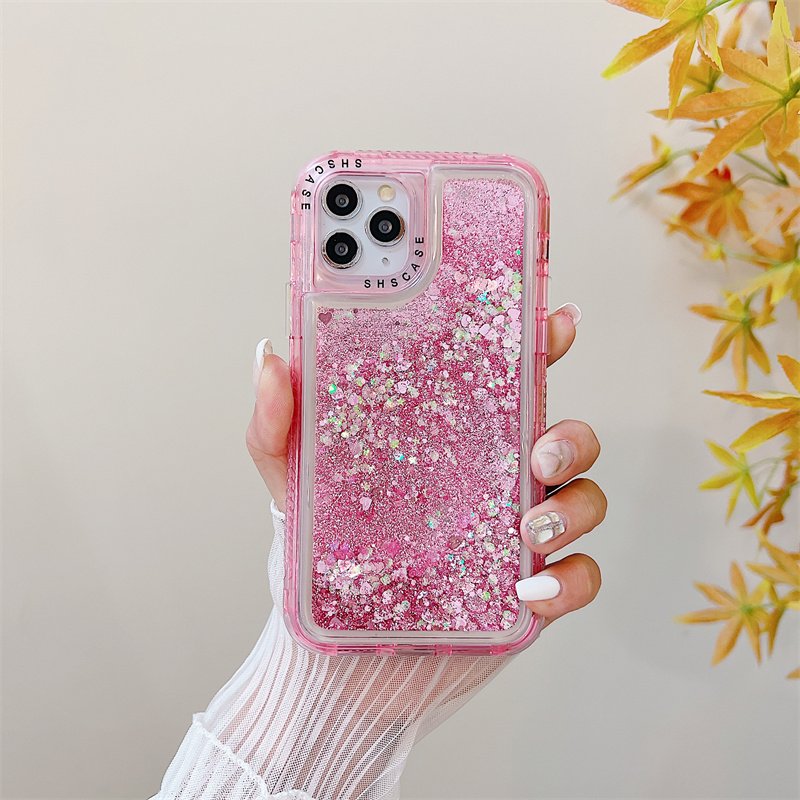 Bulk sell full cover phone 14 pro max phone cases with charms for iphone 13 fashion glitter quicksand cell phone cases