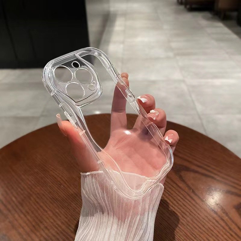 New 3D Wave Transparent Mobile Phone Cases For iPhone Case for iPhone 15/14/13/12 Pro Max, Airbag Ins Style Cases for iPhone 11