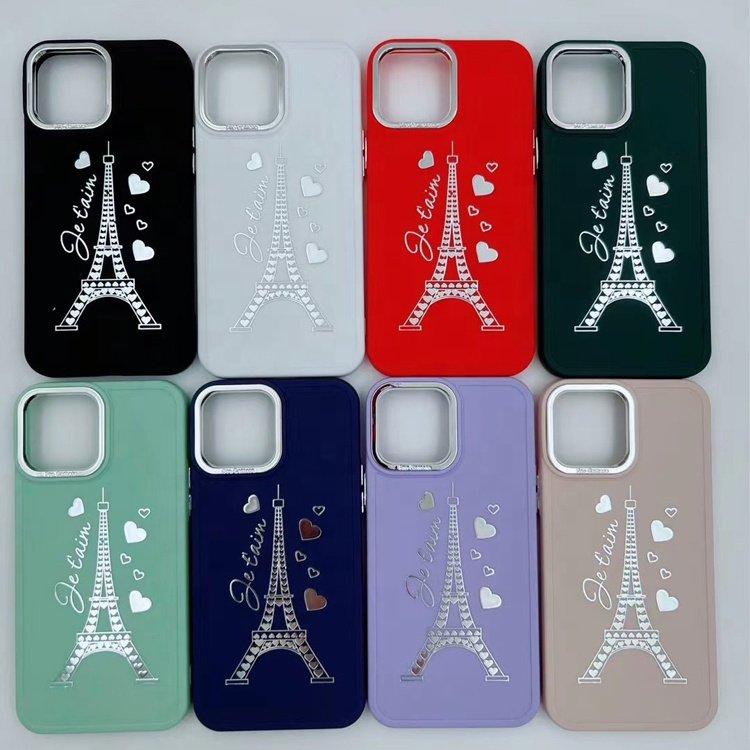 high quality new multi color fashion woman popular hot stamping eiffel tower mobile phone case for iphone 15 14 13 12 11 pro max