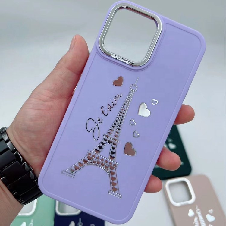 high quality new multi color fashion woman popular hot stamping eiffel tower mobile phone case for iphone 15 14 13 12 11 pro max
