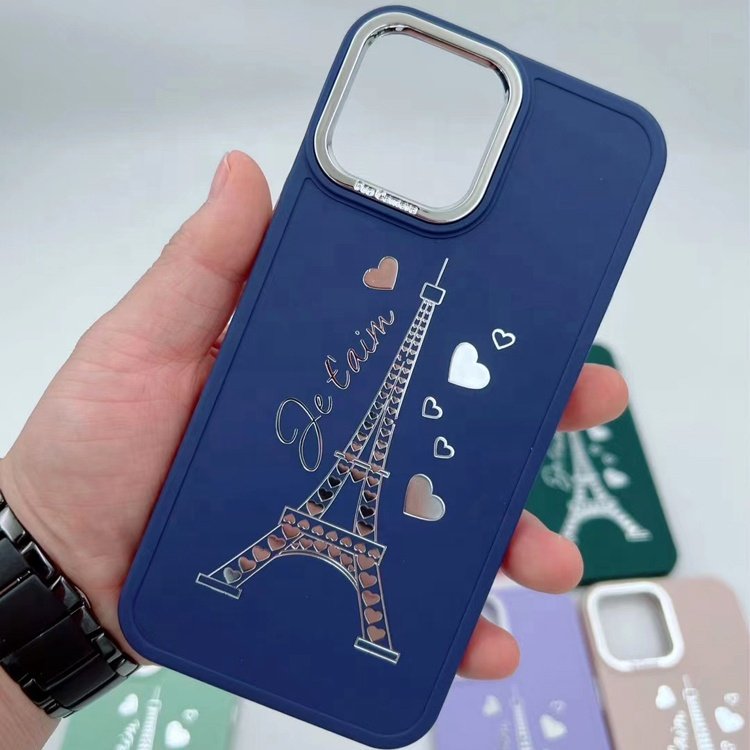 high quality new multi color fashion woman popular hot stamping eiffel tower mobile phone case for iphone 15 14 13 12 11 pro max