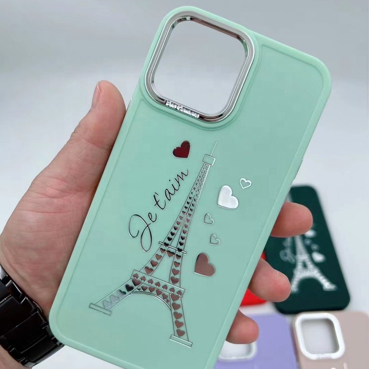 high quality new multi color fashion woman popular hot stamping eiffel tower mobile phone case for iphone 15 14 13 12 11 pro max