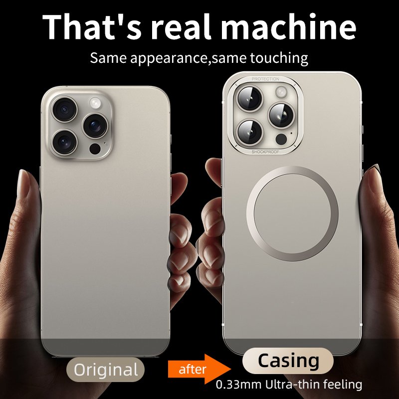 New Original Titanium Case For iPhone 15 Pro Max Luxury Metal Case For iPhone 15 14 13 Mobile Phone Case Wireless Charging