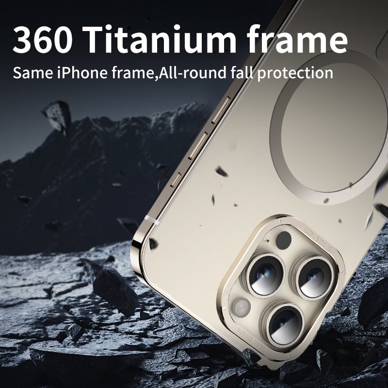 New Original Titanium Case For iPhone 15 Pro Max Luxury Metal Case For iPhone 15 14 13 Mobile Phone Case Wireless Charging