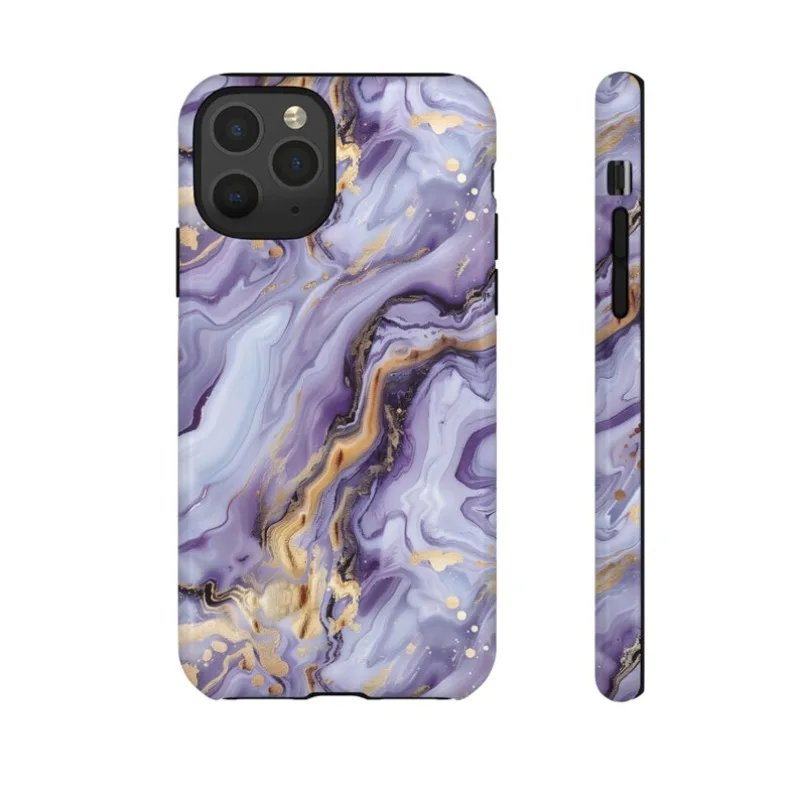 Marble Print Purple Aesthetics Phone Case For IPHONE 15PRO MAX 14 13 12 11 PRO Plus Acrylic TPU Two in one Mobile Phone Cases