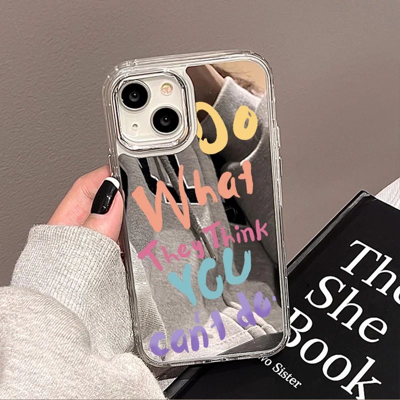 For IPhone 11 Mirror Phone Case For IPhone 11 12 13 15 14 Pro Max XS Max XR Cases Aesthetic Art Letter Make Up Mirror Soft Cover