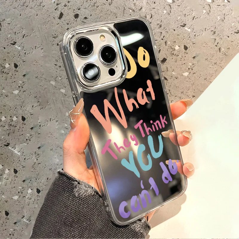 For IPhone 11 Mirror Phone Case For IPhone 11 12 13 15 14 Pro Max XS Max XR Cases Aesthetic Art Letter Make Up Mirror Soft Cover