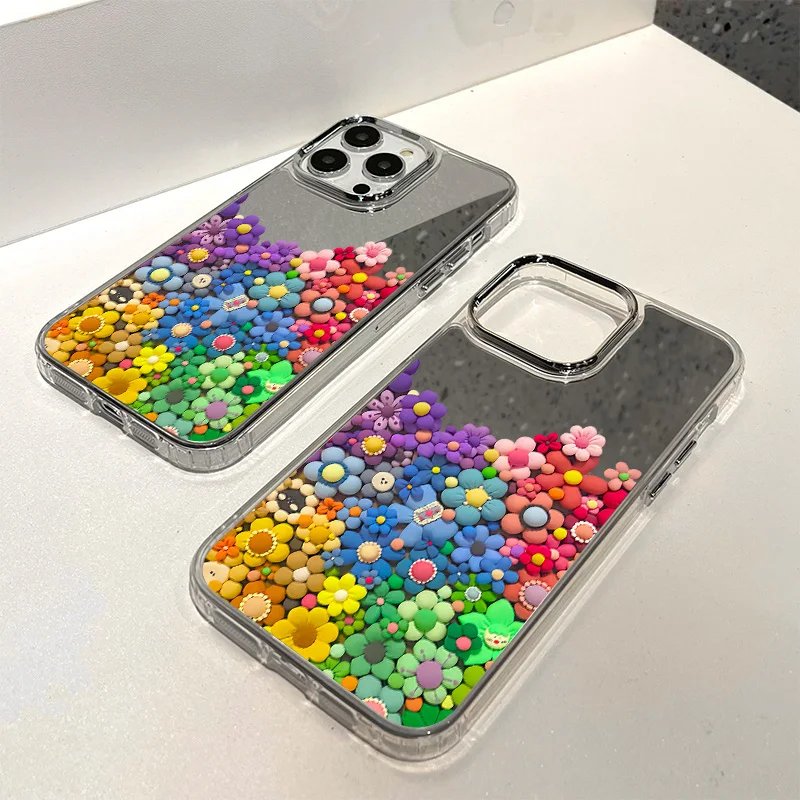 For IPhone 11 Mirror Phone Case For IPhone 11 12 13 15 14 Pro Max XS Max XR Cases Aesthetic Art Letter Make Up Mirror Soft Cover