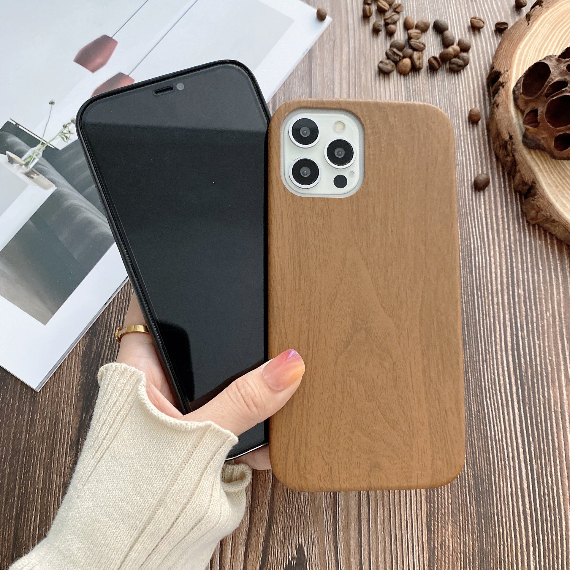 New Style TPU Wood Grain Design Case for iPhone 12 Pro Max 13 X XR XS 11 8 7 6S Mini Cover