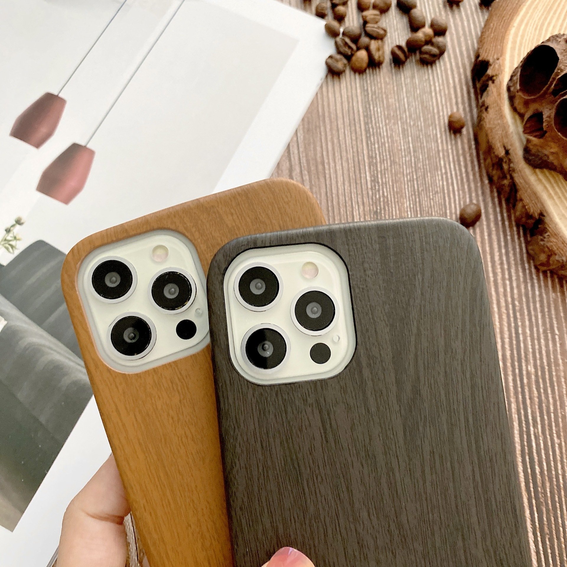 New Style TPU Wood Grain Design Case for iPhone 12 Pro Max 13 X XR XS 11 8 7 6S Mini Cover