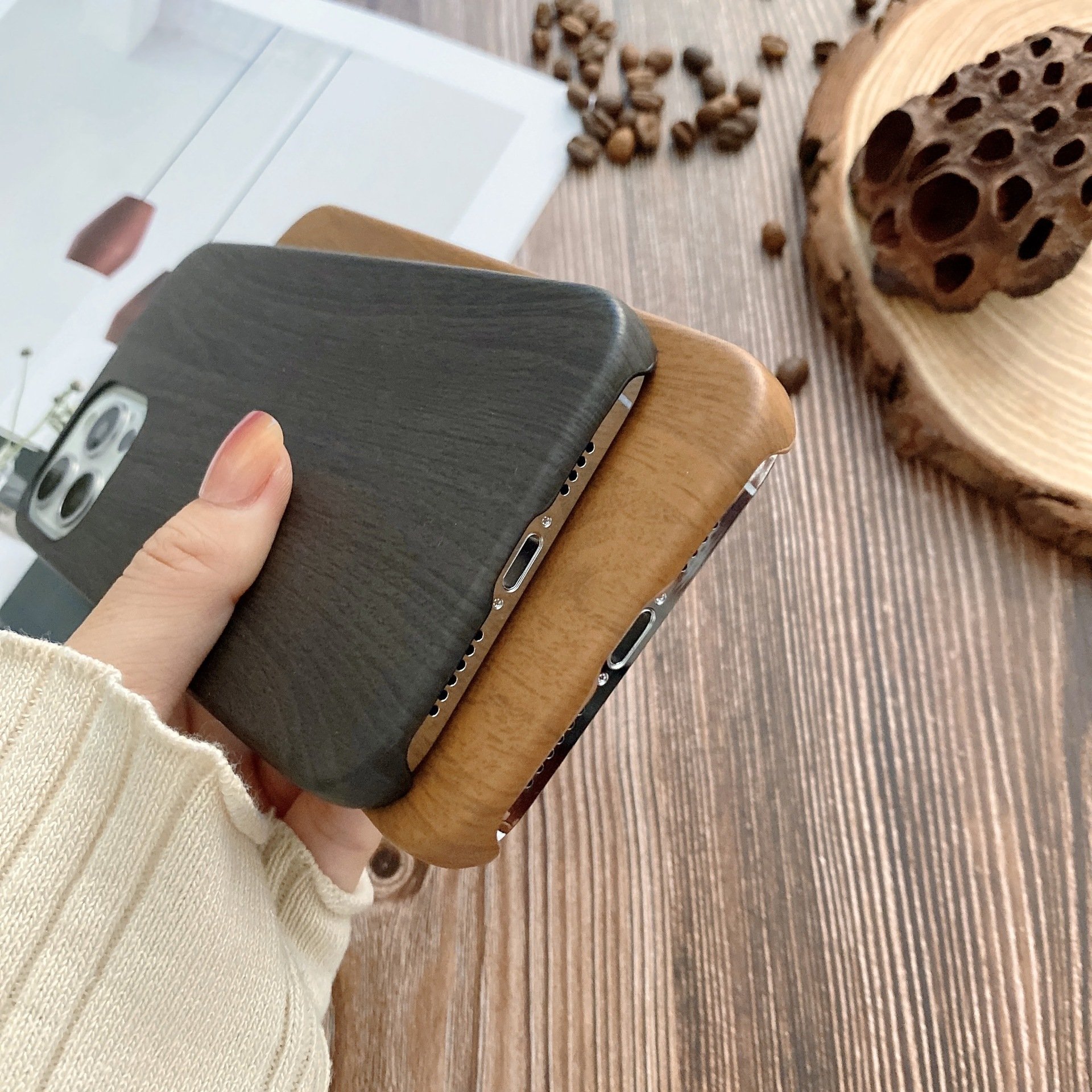 New Style TPU Wood Grain Design Case for iPhone 12 Pro Max 13 X XR XS 11 8 7 6S Mini Cover