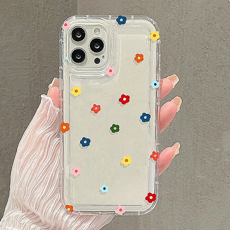 Small Flower Stars Soft Case For iPhone 16 14 13 11 15 Pro Max 12 Mini XS XR X 8 7 Plus SE 2022 13Pro Anti-drop Airbag Cover