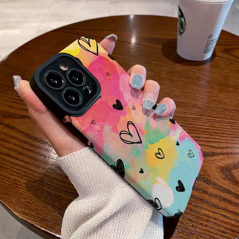 Vertical Pattern Love Graffiti Phone Case Suitable for iPhone 16/15/14/13/12/11 Promax/16PLUS/for iPhone X/Xs max