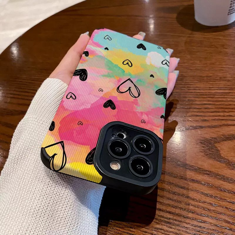 Vertical Pattern Love Graffiti Phone Case Suitable for iPhone 16/15/14/13/12/11 Promax/16PLUS/for iPhone X/Xs max