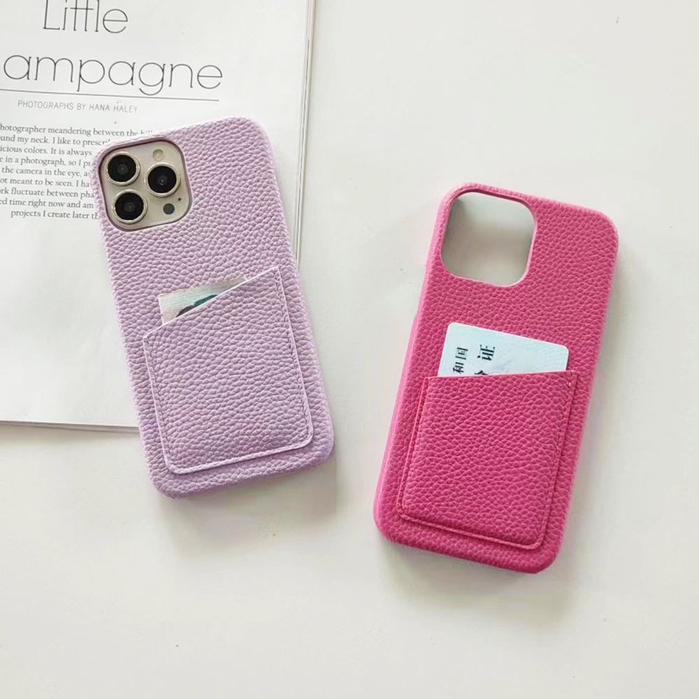 Mobile Phone Accessories For iPhone 7 to 16 pro max lychee PU Leather card wallet phone case back cover